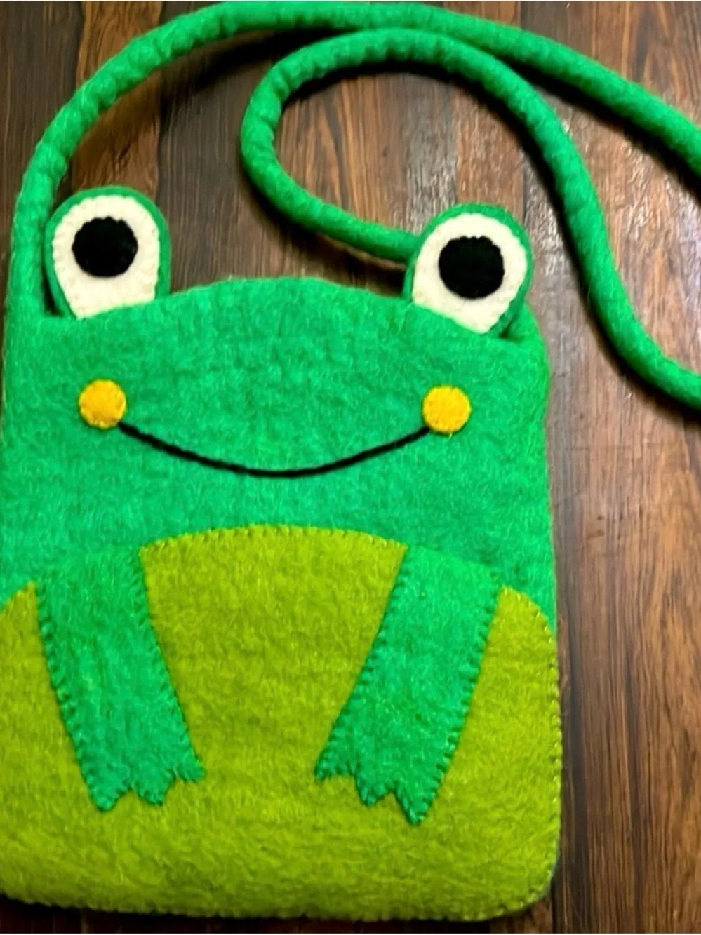Wool Green Frog Crossbody Bag